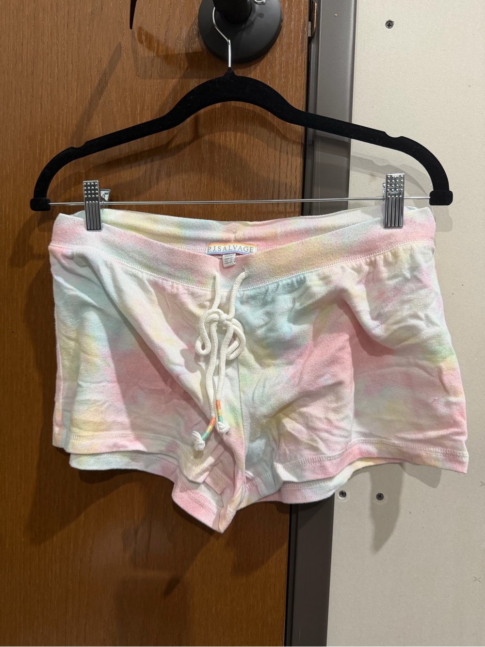 PJ Salvage Pastel Tie-Dye Lounge Shorts in Pink, Blue, Yellow, Cream